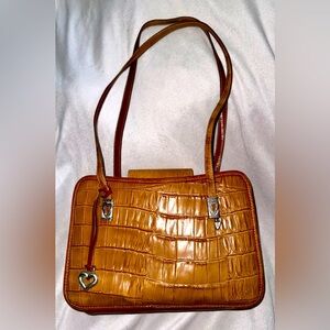 Vintage Brighton Cecilia Tan Faux Croc Shoulder Bag *EUC*
